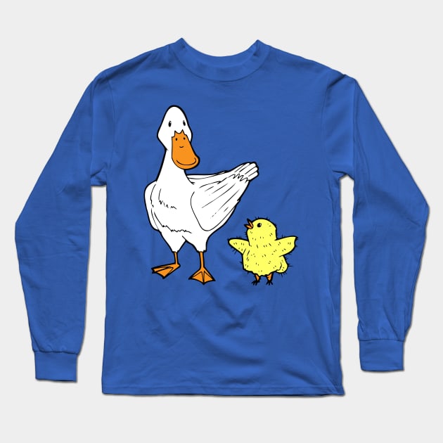 The One With A Chick And A Duck Long Sleeve T-Shirt by deancoledesign